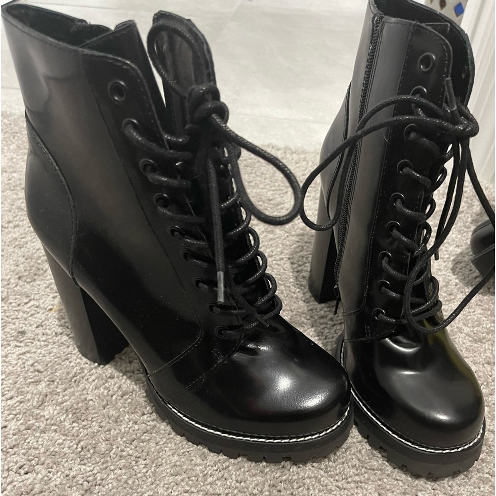 Jeffrey Campbell Legion Black Box Leather lace up Boot